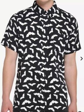Bat Button Up Short Sleeve Shirt